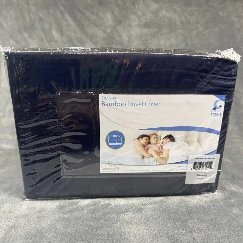 Luxurious Oeko-Tex Bamboo Navy Duvet Cover Bed Twin-XL New! ⚡️ Free Shipping